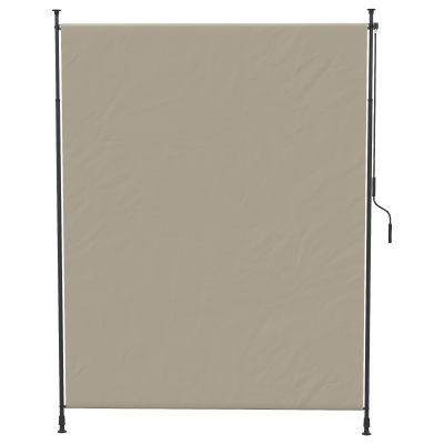 Outsunny 7' x 10' Retractable Patio Awning, Manual Outdoor Privacy Screen with UPF40+ & Water-Resistant Fabric, Beige