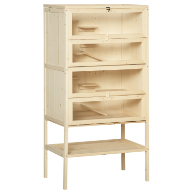 PawHut 5 Tier Fir Wood Hamster Cage Mouse Rats Small Animals Play House Exercise Activity Center