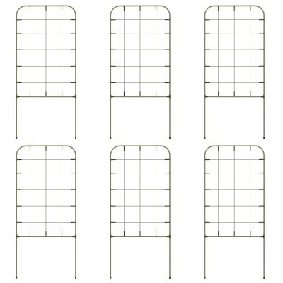 Outsunny 6-Piece Plant Support Set, Trellis for Climbing Plants, Garden Stakes, Steel, Green, 40 x 90 cm