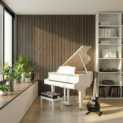 HOMCOM 47"x24" Acoustic Wood Slat Panels, Sound Absorbing, Walnut