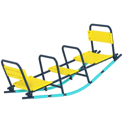 Qaba Teeter Totter Seesaw for Kids, 2 in 1 Metal Rocking Seesaw for Toddlers Age 3-8, Playground Equipment for Backyard
