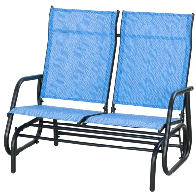 Outsunny Outdoor Glider Bench, Patio Glider for 2 Persons, Blue