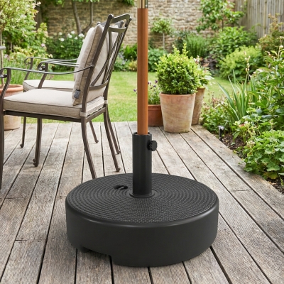 Outsunny Patio Umbrella Base 33 lbs Water or 42 lbs Sand Filled, Outdoor Umbrella Stand for 1.5"/1.9" Poles Black