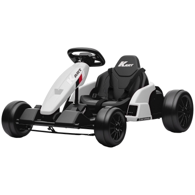 Qaba 24V Electric Go Kart with Dual Motors & Adjustable Seat, White