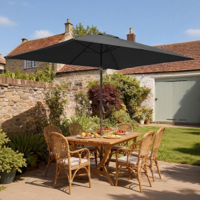 Outsunny 6.5x10ft Patio Umbrella, Rectangle Market Umbrella, Black