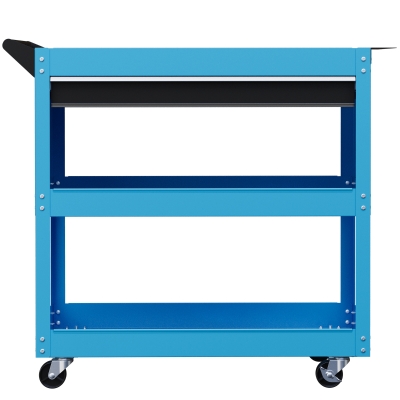 HOMCOM Tool Cart on Wheels, Utility Cart with Wheels, Ball Bearing Drawer, Storage Trays for Garage, Warehouse, Workshop, Blue