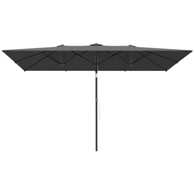 Outsunny Double-Sided Patio Umbrella Parasol with Tilt, Adjustable Height, Vents and 12 Ribs, for Garden, Deck, Grey