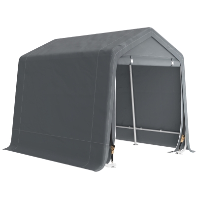 Outsunny 7.9' x 6.6' Garden Storage Tent, Patio Storage Shelter w/ Metal Frame and Double Zipper Doors, Dark Grey