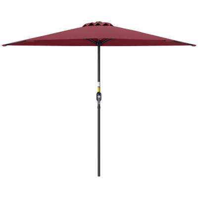 Outsunny 9ft Half Round Umbrella Outdoor Patio Garden Balcony Parasol Window Sun Shade w/ 5 Ribs Wine Red