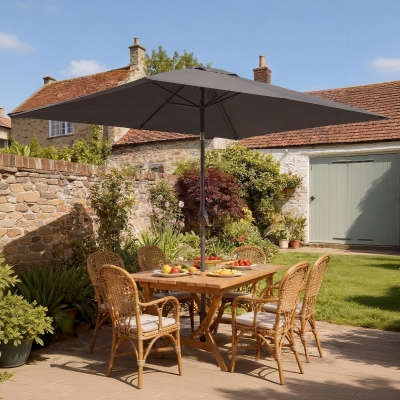 Outsunny 6.5x10ft Patio Umbrella, Rectangle Market Umbrella, Dark Grey