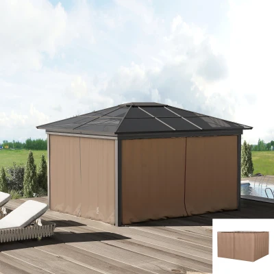 Outsunny 10' x 10' Gazebo Sidewall Set, 4 Panels, Brown