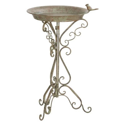 Outsunny 30" Tall Bird Bath with Bird Statue and Decorative Stand, Freestanding Vintage Garden BirdBath Bowl Pedestal