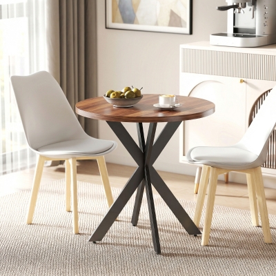 HOMCOM 29" Dining Table, Contemporary Round Kitchen Table with Steel Legs, Walnut