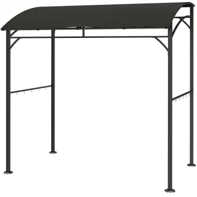 Outsunny 7' x 5' Garden Grill Canopy, BBQ Grill Gazebo Tent with Steel Frame and Hooks, Outdoor Sun Shade, Black