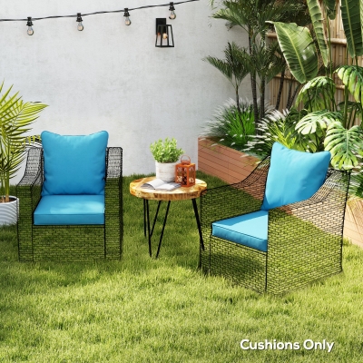 Outsunny Seat Cushion Back Pillows Replacement Set of 2, Patio Chair Cushions Set for Indoor Outdoor, Turquoise