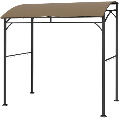Outsunny 7' x 5' Garden Grill Canopy, BBQ Grill Gazebo Tent with Steel Frame and Hooks, Outdoor Sun Shade, Dark Coffee