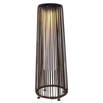 Outsunny Wicker Solar Floor Lamp, Decorative Outdoor Lamp with Auto On/Off LED Light, IP44 for Patio, Porch, Pathway, Brown