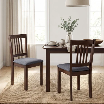 HOMCOM Modern Dining Chairs Set of 2, Upholstered with Rubberwood Legs, Gray