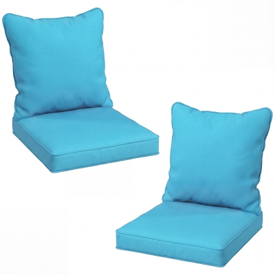 Outsunny Seat Cushion Back Pillows Replacement Set of 2, Patio Chair Cushions Set for Indoor Outdoor, Turquoise