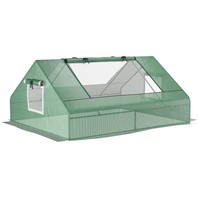 Outsunny 71" x 55" x 32" Mini Greenhouse Portable Hot House for Plants with 2 Large Windows and Ground Nails for Outdoor, Indoor, Garden, Gardening Kit, Green