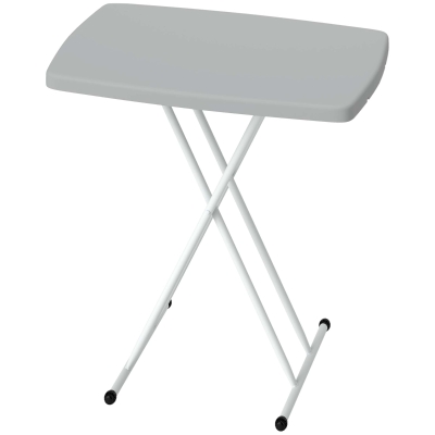 Outsunny Portable Patio Side Table, Height Adjustable Outdoor Side Table, Folding Balcony Table with Metal Frame, Dark Grey