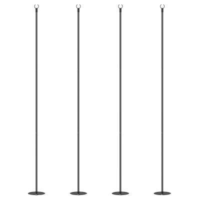 Outsunny 4 Pack of 8' String Light Poles, Steel Hanging Lighting Stand for Patio, Backyard, Deck, Wedding, Party, Black