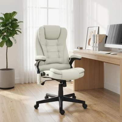 Vinsetto Massage Office Chair with Heat & Reclining Backrest, Beige