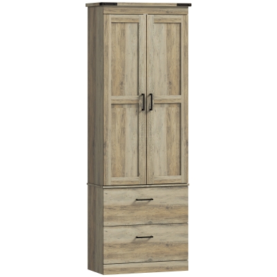 HOMCOM 67" Tall Kitchen Pantry Storage Cabinet, Kitchen Pantry Cabinet with Doors, Drawers and Adjustable Shelves, Grey Brown