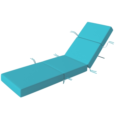 Outsunny 4" Outdoor Chaise Lounge Cushion with Ties, 21" x 72", Blue