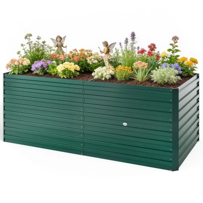Outsunny 5' x 3' x 2' Raised Garden Bed, Galvanized Planter Box for Growing Flowers, Herbs and Vegetables, Green
