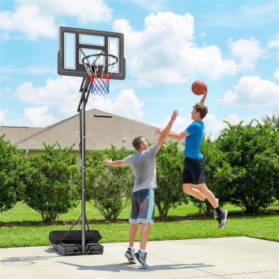 Soozier Basketball Hoop, 7.7 FT to 10 FT Adjustable, Portable Basketball Goal with 43'' Shatterproof Backboard,Fillable Base