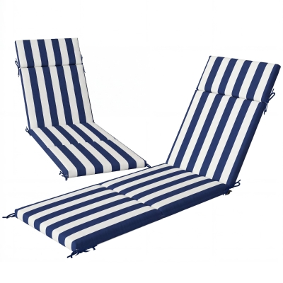 Outsunny Outdoor Chaise Lounge Cushions Set, Foam, Dark Blue/White
