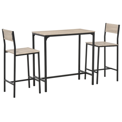 HOMCOM 3-Piece Counter-Height Bar Table Set with Stools, Natural