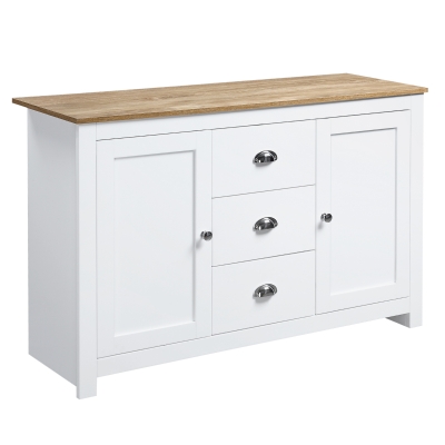 HOMCOM Kitchen Sideboard Buffet Cabinet, White with Adjustable Shelves