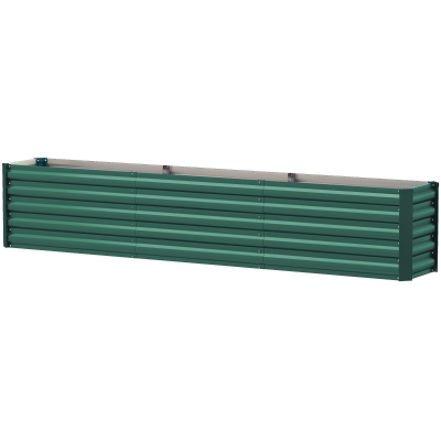 Outsunny 8 x 1.3 x 1.5ft Galvanized Raised Garden Bed, Reinforced Outdoor Planter Box with Open Bottom, Green