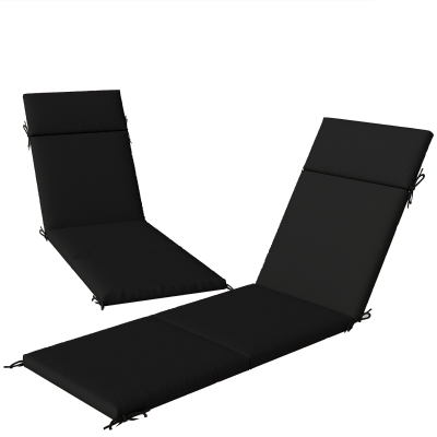 Outsunny Outdoor Chaise Lounge Cushions Set of 2, Black and White