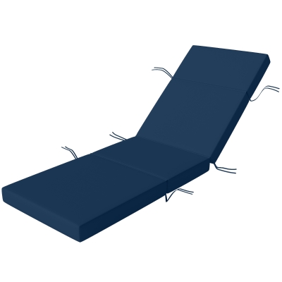 Outsunny 4" Outdoor Chaise Lounge Cushion with Ties, Navy Blue