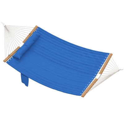 Outsunny 2-Person Outdoor Hammock with Pillow & Pad, Navy Blue