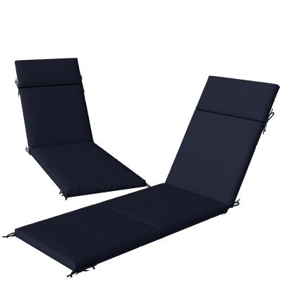 Outsunny Outdoor Chaise Lounge Cushions Set of 2, Navy Blue
