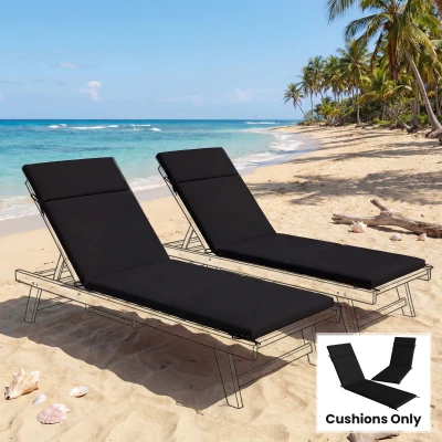 Outsunny Outdoor Chaise Lounge Cushions Set of 2, Black and White