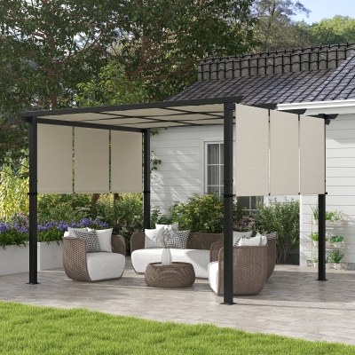 Outsunny 10' x 12' Metal Pergola, Outdoor Pergola with Retractable Canopy, for Garden, Patio, Backyard, Deck
