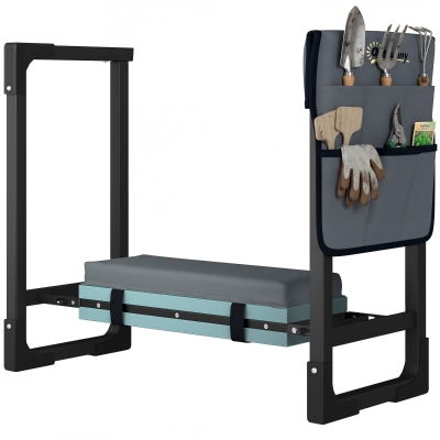 Outsunny Foldable Garden Kneeler Seat with Soft Pad, Steel Legs