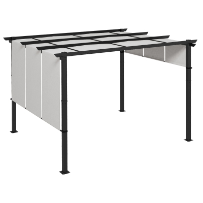 Outsunny 10' x 12' Metal Pergola, Outdoor Pergola with Retractable Canopy, for Garden, Patio, Backyard, Deck