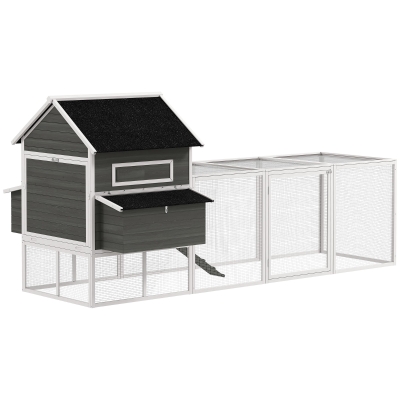 PawHut Wooden Chicken Coop for 8-10 Chickens, Backyard, Gray