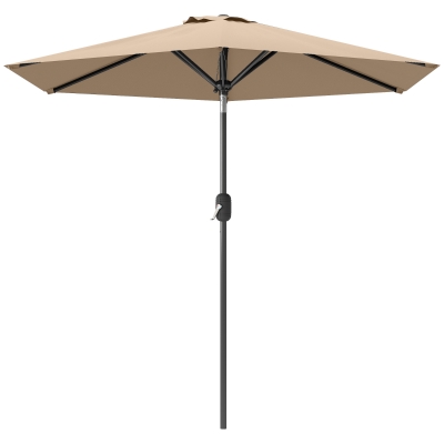 Outsunny Patio Sun Umbrella, Outdoor Parasol with 6 Ribs, Coffee