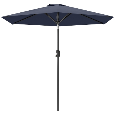 Outsunny Patio Sun Umbrella, Outdoor Parasol with 6 Ribs, Blue