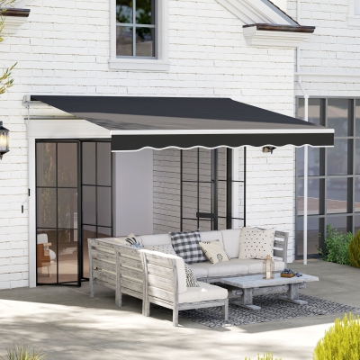 Outsunny 8' x 7' Retractable Awning, Patio Awnings, Sunshade Shelter with 280 g/m² UV & Water-Resistant Fabric, Black