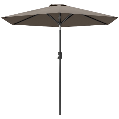 Outsunny Patio Sun Umbrella, Outdoor Parasol with 6 Ribs, Dark Grey