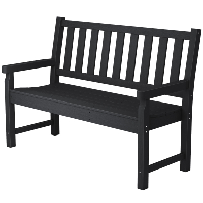 Outsunny 2-Person Outdoor Bench, HDPE Curved Seat, 530 lbs, Black