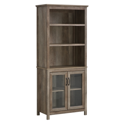 HOMCOM 71" Bookcase Hutch Cabinet, Adjustable Shelves, Natural Wood